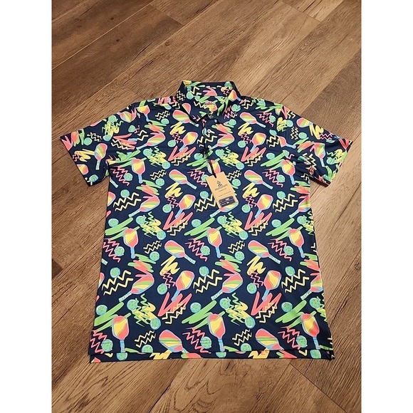 Chubbies Shirt Mens [Large] Multicolor Backhand Winner Performance Polo 2.0 Golf - Picture 1 of 4